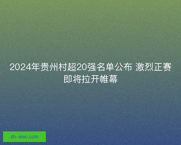 2024年贵州村超20强名单公布 激烈正赛即将拉开帷幕